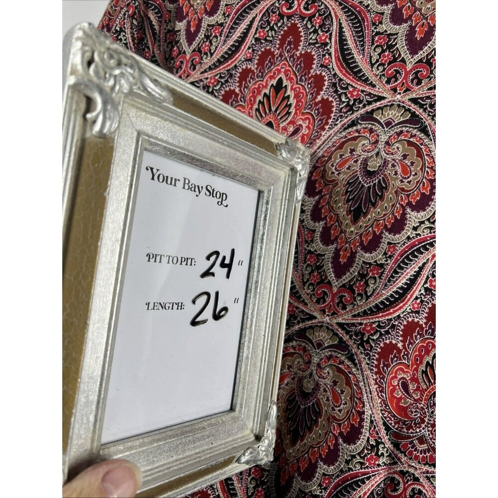 Talbots Women's Top Size‎ 1X Colorful Paisley 100% Pima Cotton Long Sleeves - Picture 6 of 6